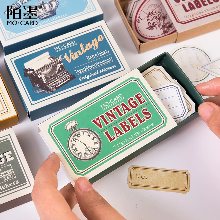60 Stks/pak Vintage Memo Boxed Stickers Voor Junk Journal Deco Office Schoolbenodigdheden Creatieve Briefpapier Sticky Notes