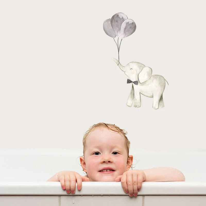 QCF24 Elephants In The Starry Sky Kid's Room Decoration Toilet Refrigerator Decals