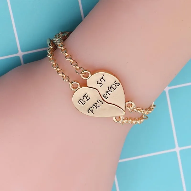 2PCs/Set Trendy Best Friends Bracelet Puzzle Love Heart Bracelets For Women BFF Friendship Jewelry Pulseira Feminina Gift