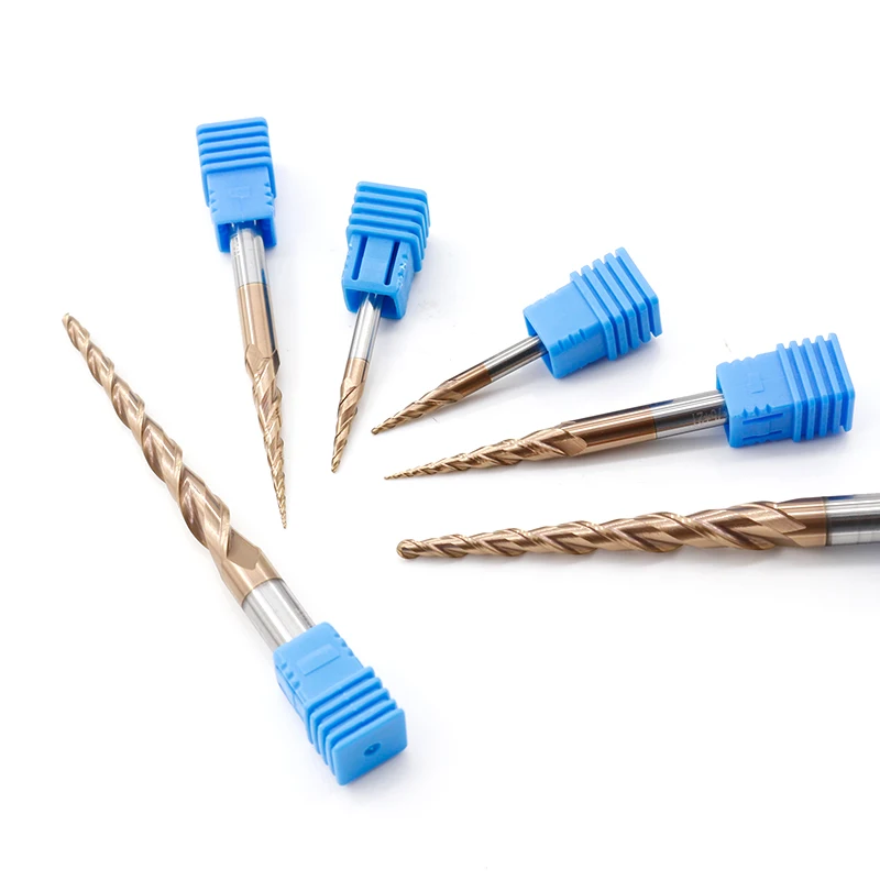 VACK HRC55 Tungsten Ball Nose Tapered End Mill Cobalt Alloy Router Bits CNC Taper Wood Metal Milling Cutter 3.175mm 4mm 6mm