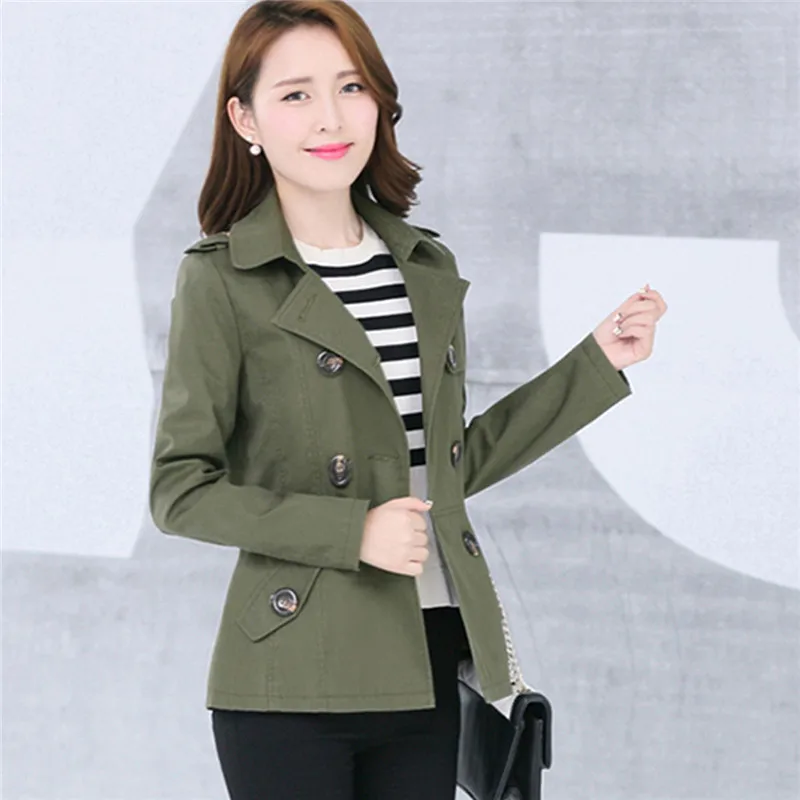 Trench Coat Women 2023 New Spring Autumn Short Double Breasted Windbreaker Jacket Trench Femme Fashionable Tops Ladies Outwear