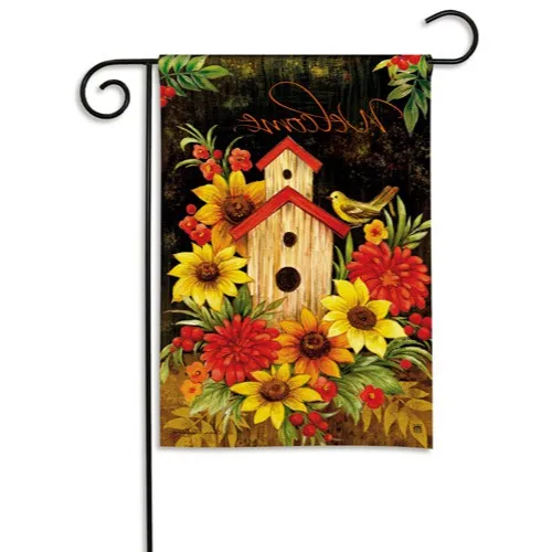 Garden Flag Stand Ground-Inserted Flagpole Solid Iron Garden Layout Guide Language Welcoming Speech Garden