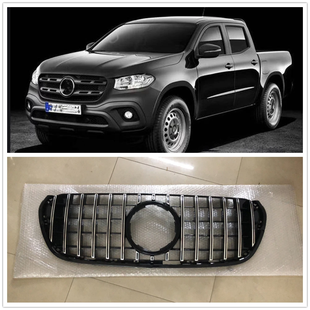 

Front Grille For Mercedes Benz X-Class 2018 2019 2020 Silver/Black GT Style Car Upper Bumper Hood Mesh Air Vent Exterior Grill