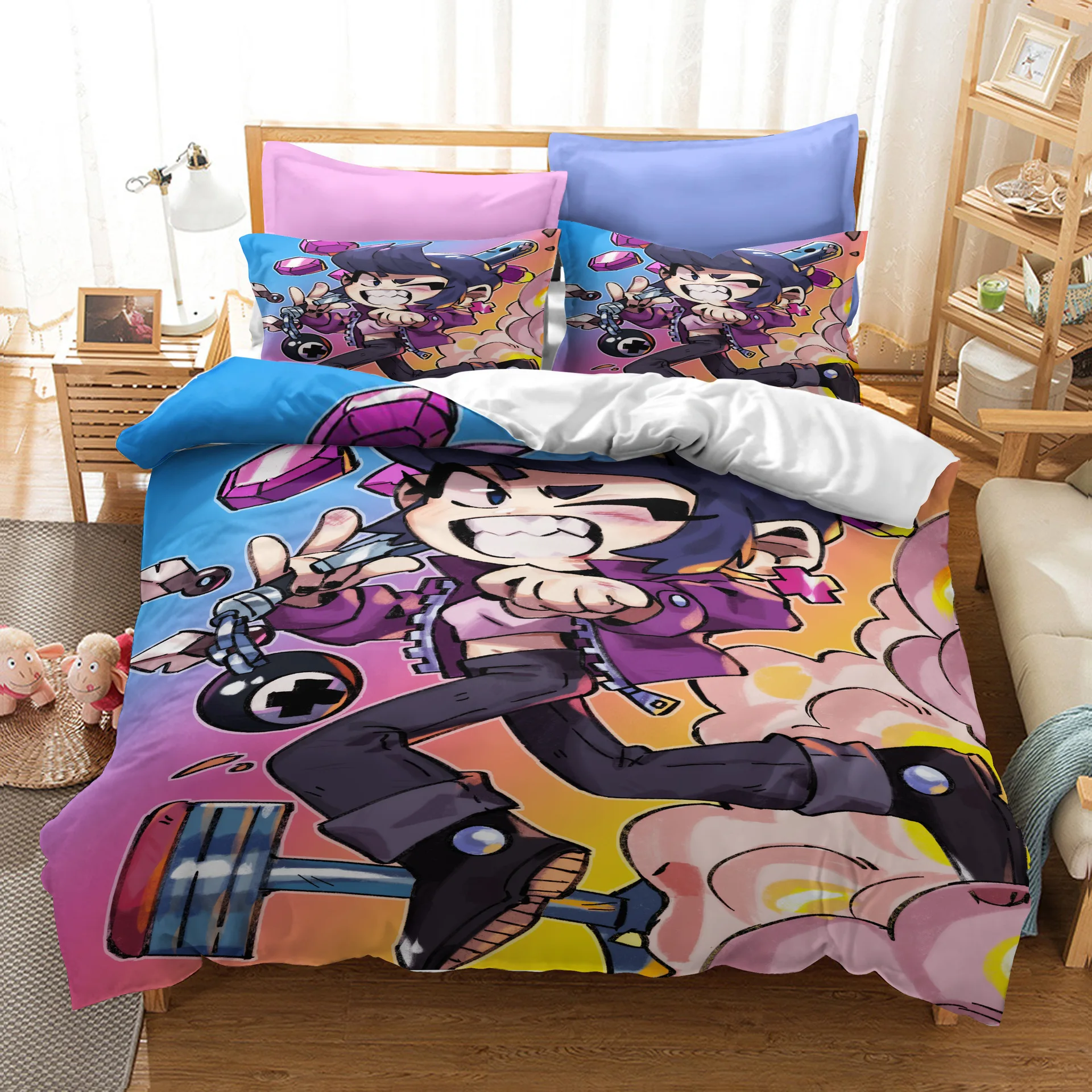 Shelly Nita Game Duvet Cover Pillowcase Bedding Set Single Twin Full Size for Kids Adults Bedroom Decor