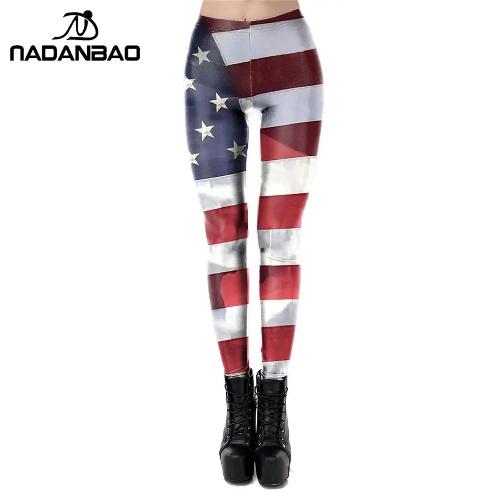 NADANBAO 2025 Bandiera del Giorno dell'Indipendenza Leggings da donna Pantaloni fitness Leggins da allenamento sottili sexy Bandiera nazionale Legins femminili