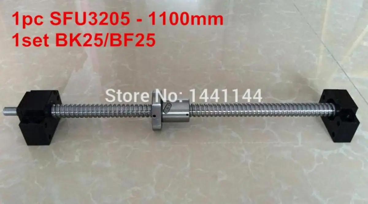 

SFU3205 - 1100mm ballscrew + ball nut with end machined + BK25/BF25 Support