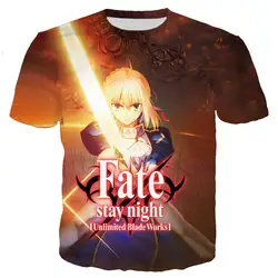 Men/women Fate/stay Night Unlimited Blade Works 3D Printed T-shirt Cool Short Sleeve Harajuku  Tee Tops