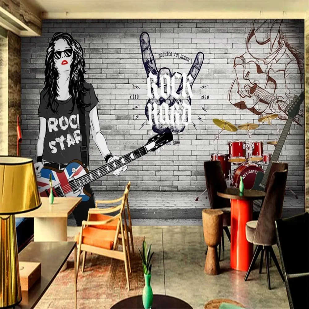 Milofi custom 3D wallpaper mural rock graffiti stereo brick wall background wall decoration painting wallpaper illustration