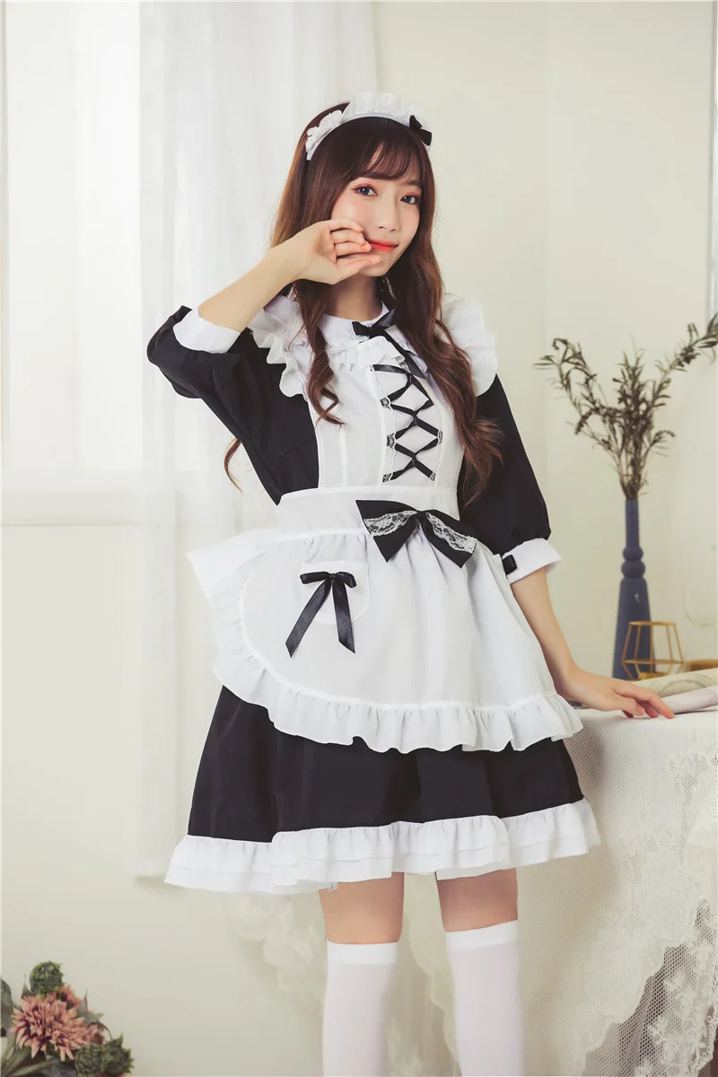 Robe de femme de chambre Lolita pour filles, cosplay fantaisie, carnaval, fête, robe noire, robe de princesse, costume d'Halloween