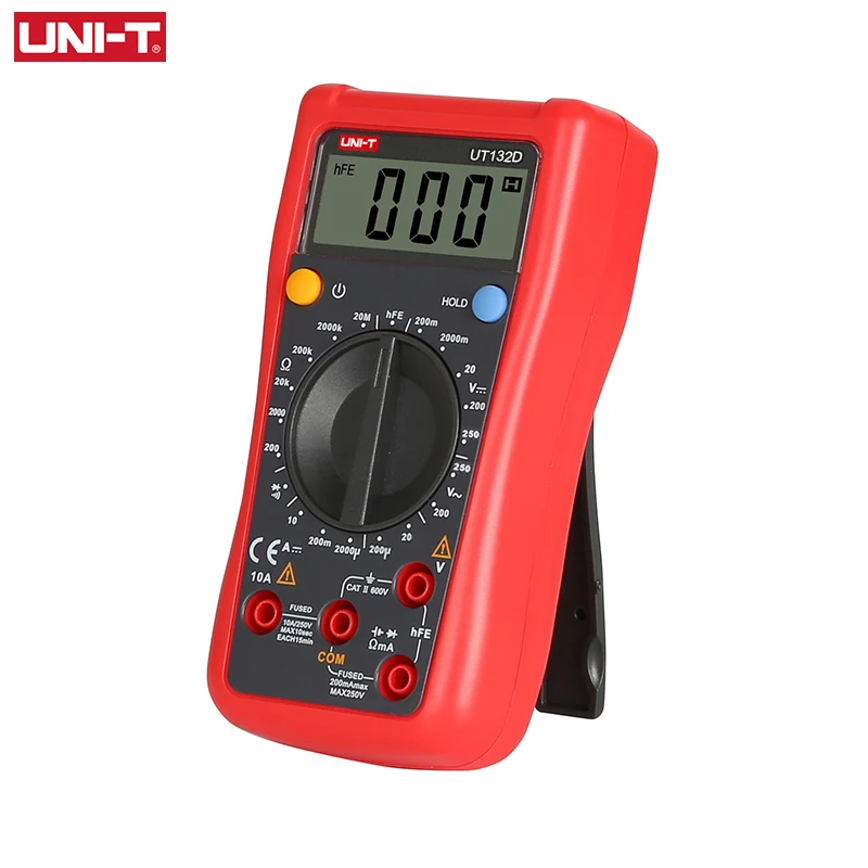 UNI-T UT132A UT132D Handheld Digital Multimeter Manual 1999 Counts AC DC Voltage Resistance Transistor Meter Capacitor Test