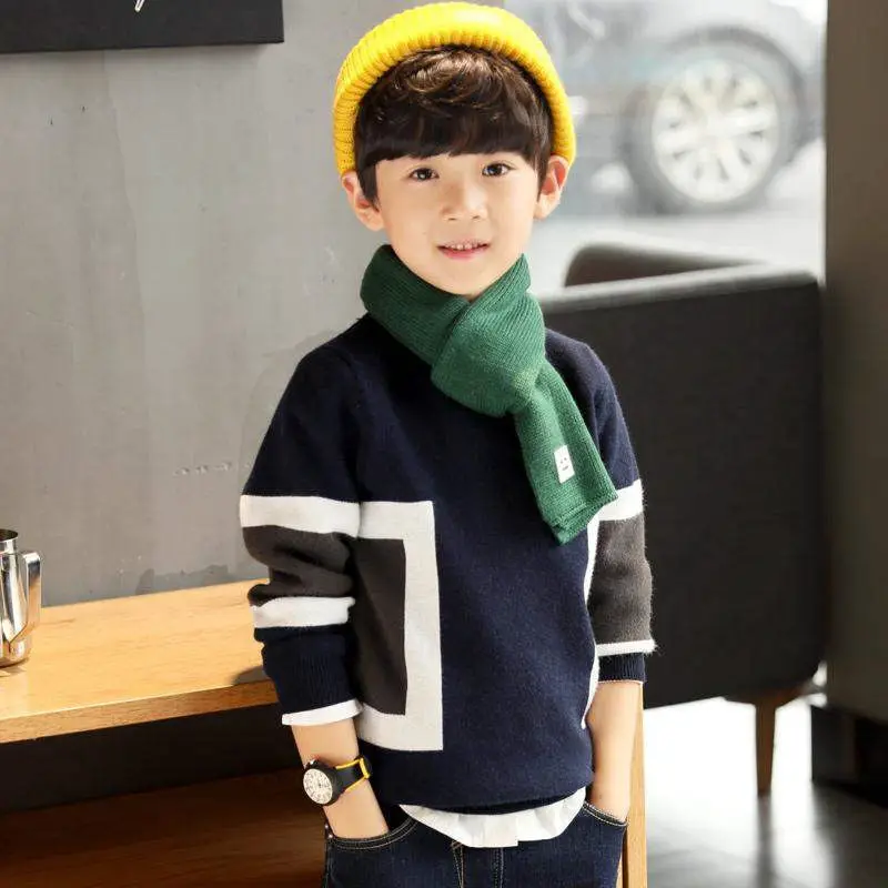 Kids Boys Sweater Children Sweater For teenager Student O-Neck Warm pullover knitted sweaters Boys Clothes 4 5 6 7 8 9 10 11 14T