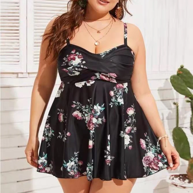 Women Plus size XL-8XL swimwear Sexy Flower Print Tankini bikini Set Two Piece Swimsuit Swimming suit for women maillot de bain