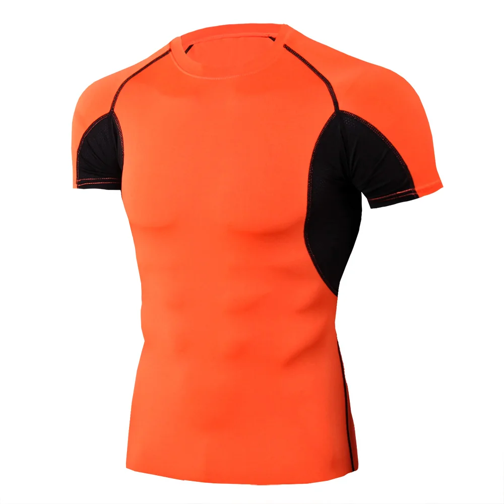 Camiseta de compressão masculina, camiseta de compressão para musculação, corrida, academia, treinamento, corrida, manga curta, encaixe apertado, camisetas fitness