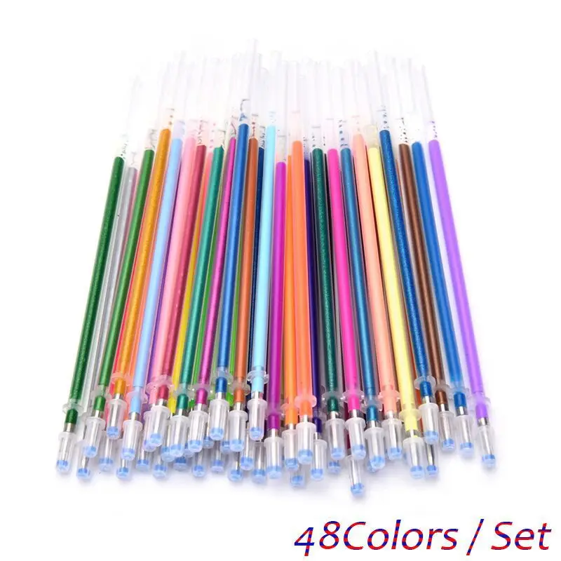 12, 24, 36, 48 Colors A Set Flash Ballpoint Gel Pen Highlighters Refill Color Full Shinning Refills Painting Ball Point Pen