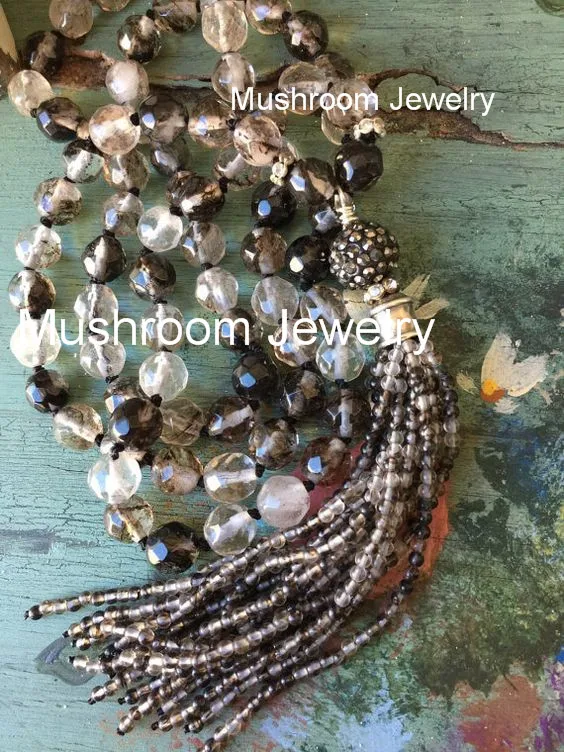 Fashion Bohemian JewelryAgate Gems Long Knotted With Semi Precious Stone Pendant Necklaces For Women Boho Necklace