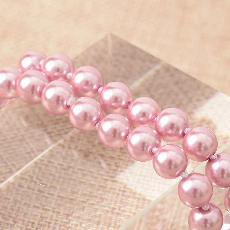 Glouries Pink Pearls Beads 8mm Size For Diy Long Imitation Pearls Enchanted Necklace 36inch Female Jewelry Wholesale H862