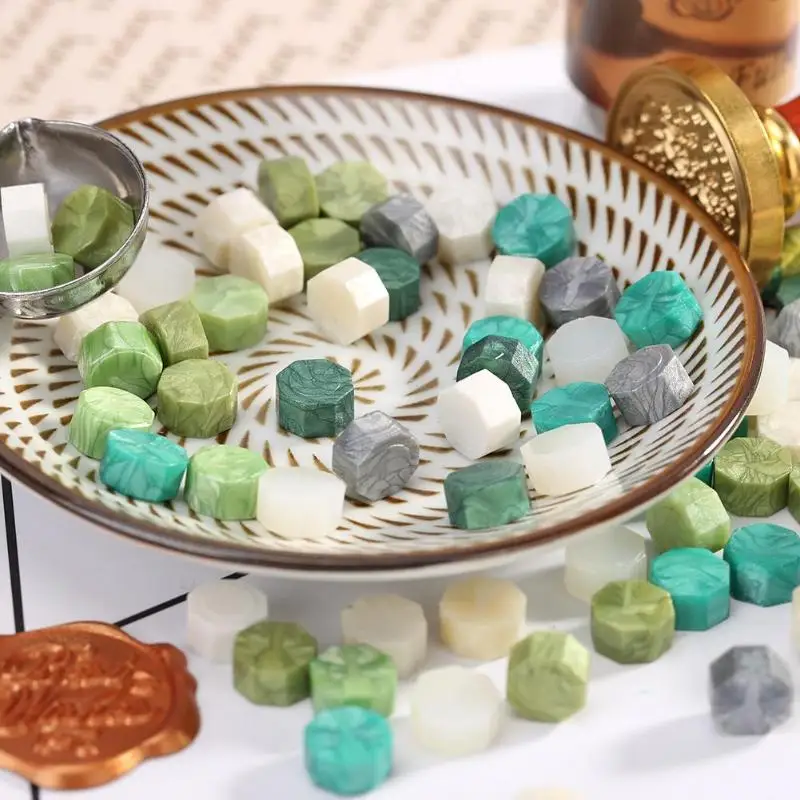 100Pcs Octagon Vintage Wax เม็ดแสตมป์ลูกปัดศุลกากรงานแต่งงานซองจดหมายจดหมายส่วนตัวหัตถกรรมตกแต่ง