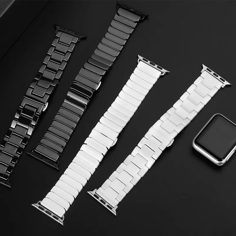 Ceramic Strap for Apple Watch Band 44mm40mm iwatch band 42mm 38mm Luxury Stainless steel buckle bracelet Apple watch 6 SE 5 4 3