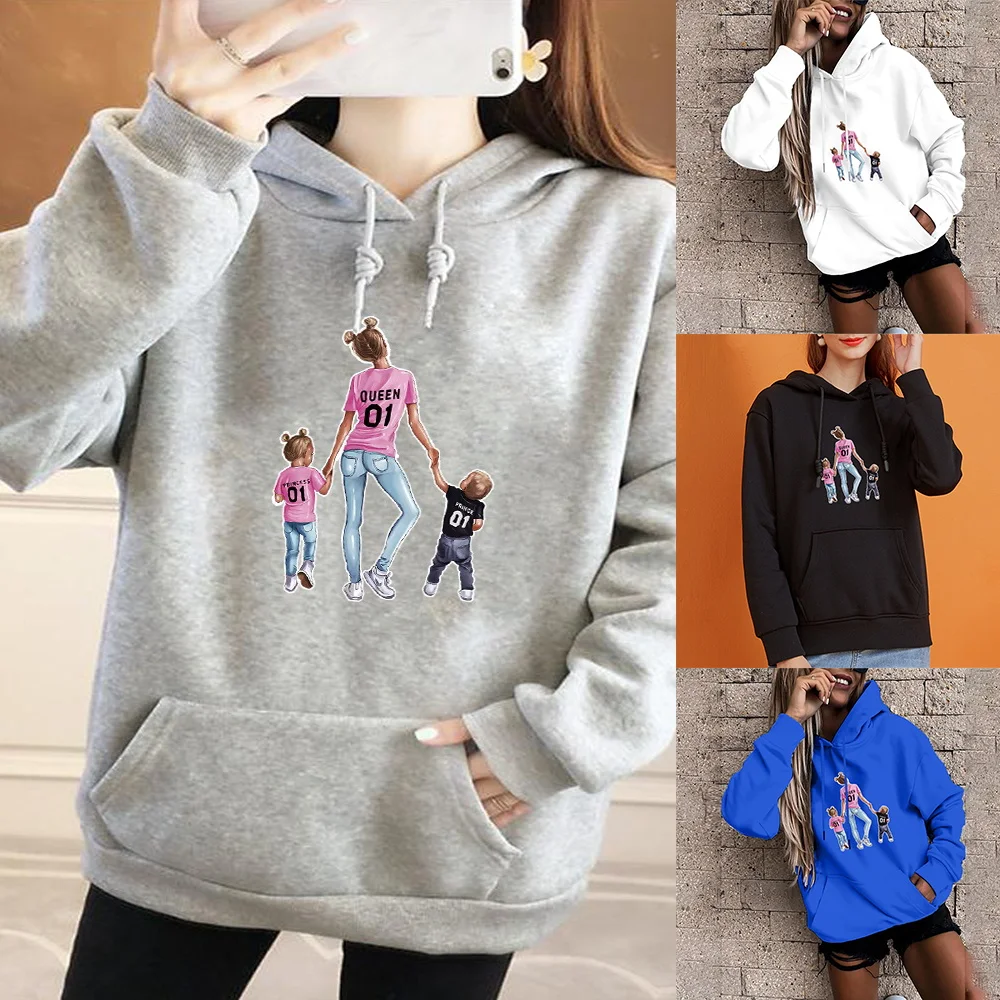 

Модная женская толстовка в стиле Харадзюку, Свободный пуловер с длинным рукавом, толстовка с капюшоном, серия с милым принтом для мам, спортивный топ, Повседневная Толстовка в стиле Харадзюку