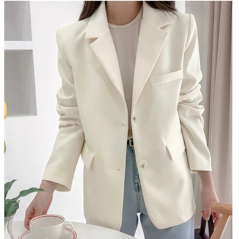 

Autumn Women Blazer Office Lady Wear Suit Solid Casual Single Breasted Coat Jacket Long Sleeve Notched Collar Fishion Blazers
