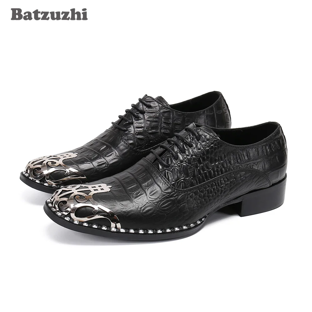 

Batzuzhi Special Metal Toe Brown/Black Leather Dress Shoes Men Italian Type Fashion Men's Shoes Formal Business Zapatos Hombre