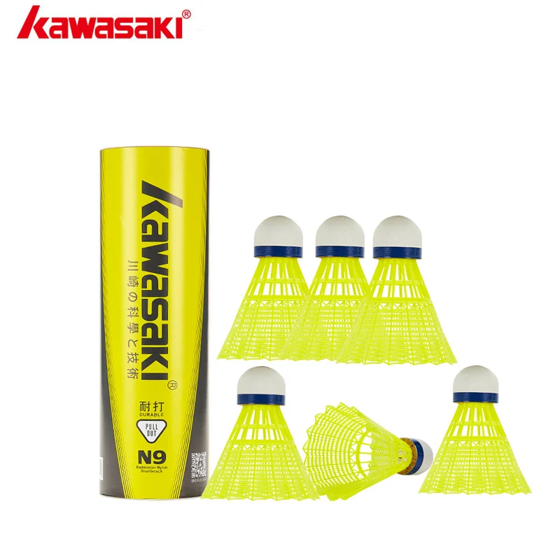 

Kawasaki Badminton Plastic Nylon Ball N9 N350 for Training 6 Pcs Feather Shuttlecock Birdies