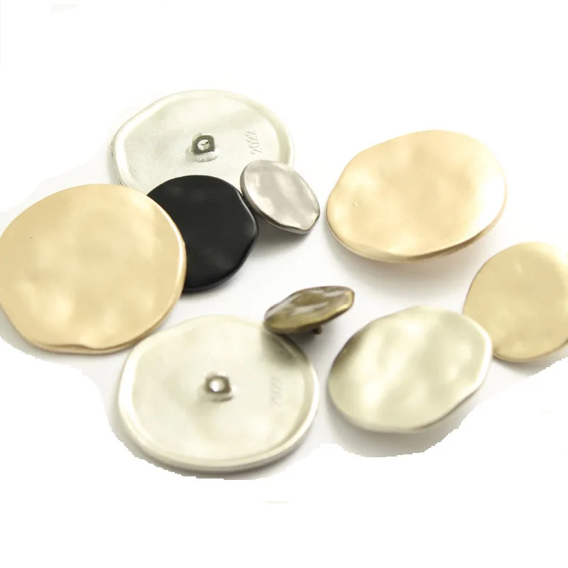 5PCS 18/25/30/38MM Big Decorative Button High Quality Irregular Plane Gold Buttons for Shirt Overcoat Sewing Accessory DIY