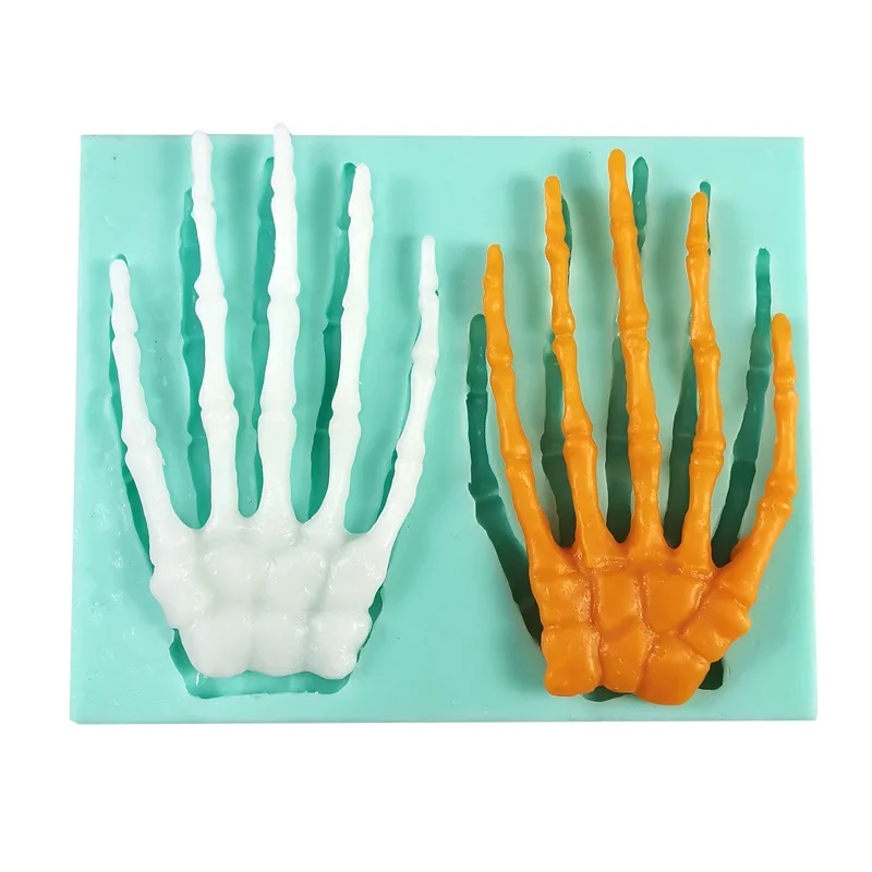 Silicone Molds Halloween Skeleton Hand Left and Right Sugarcraft Moulds Cake Decorated Food Grade Clay Mold Silicone Rubber M273