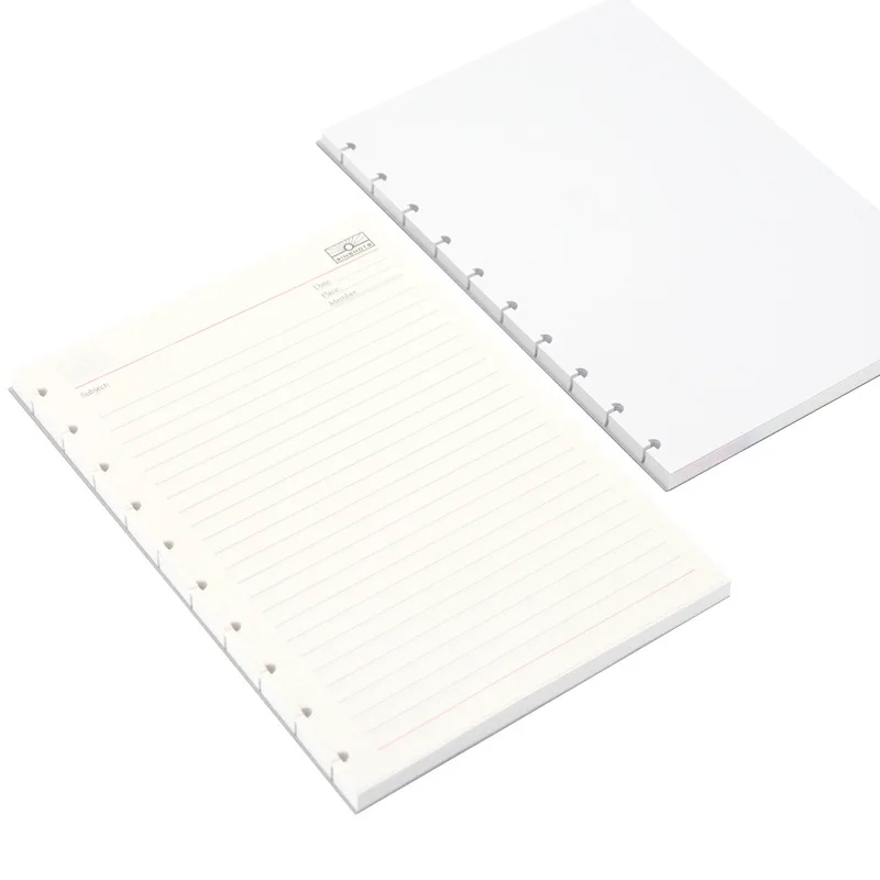 B5 Refill Inner Page Mushroom Hole Notebook Horizontal Grid Error Correction Blank Planner Refill Journal Notebook Disc Bind