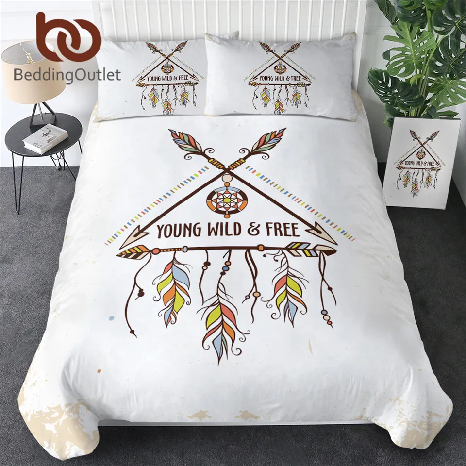 

BeddingOutlet Dreamcatcher Bedding Set Triangle Duvet Cover Feather Bedclothes Tribal Comforter Cover Set Arrow Ethnic Bedspread