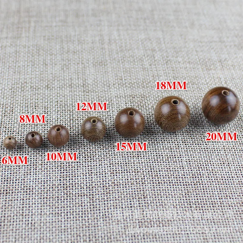 Natural Round Wooden Prayer Buddha Beads Sandalwood Charm Round Loose Spacer Wood Beads for Jewelry Making DIY 6/8/10/20MM