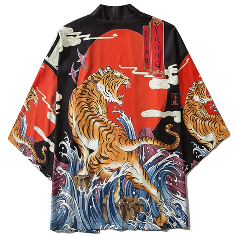 Kimono japonais amélioré, Cardigan pour garçons et filles, chemise tigre ample de Style chinois, Yukata Haori rétro pour hommes et femmes, Costumes asiatiques d'été