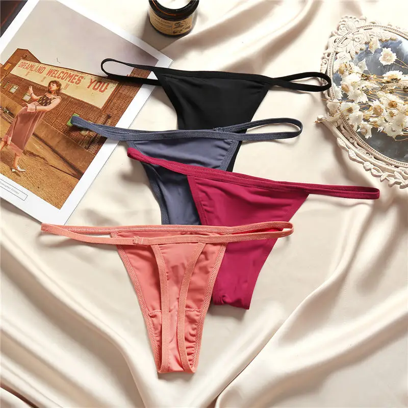 4PCS/Set Sexy Panties Women Thong Female G-string Underwear Panties Solid Color Intimate Lingerie Underpants Seamless Panties