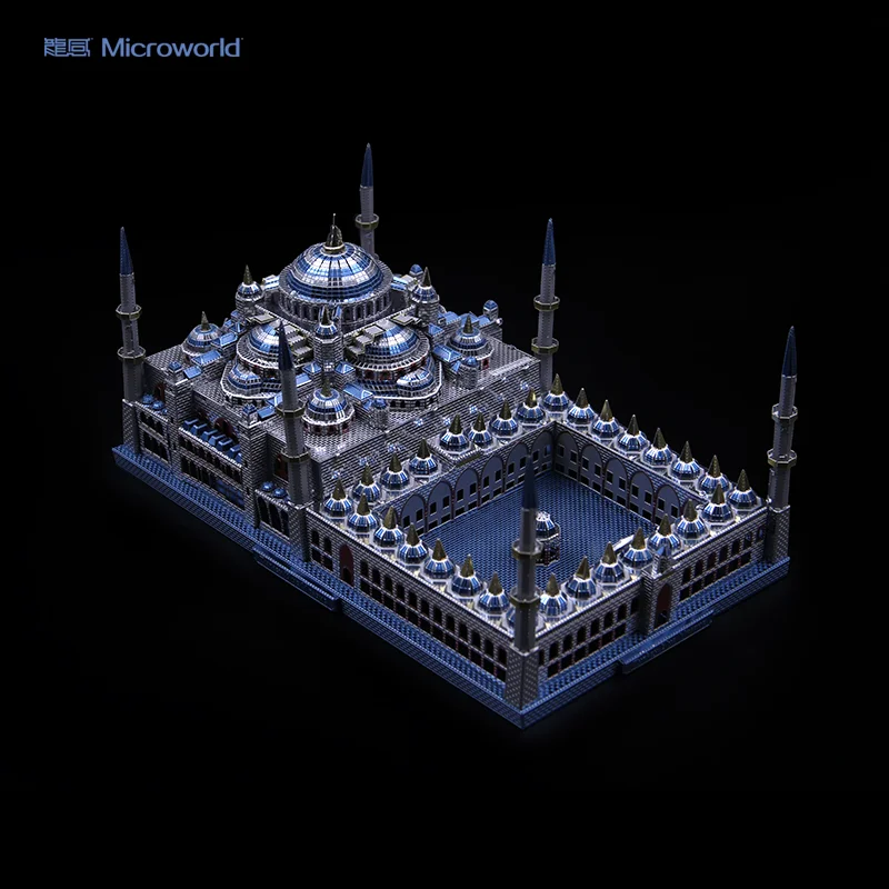 Microworld 3D metal Puzzle Blue mosque Building Model DIY 3D laser cutting Jigsaw puzzlelearning Toys for children adult Gift