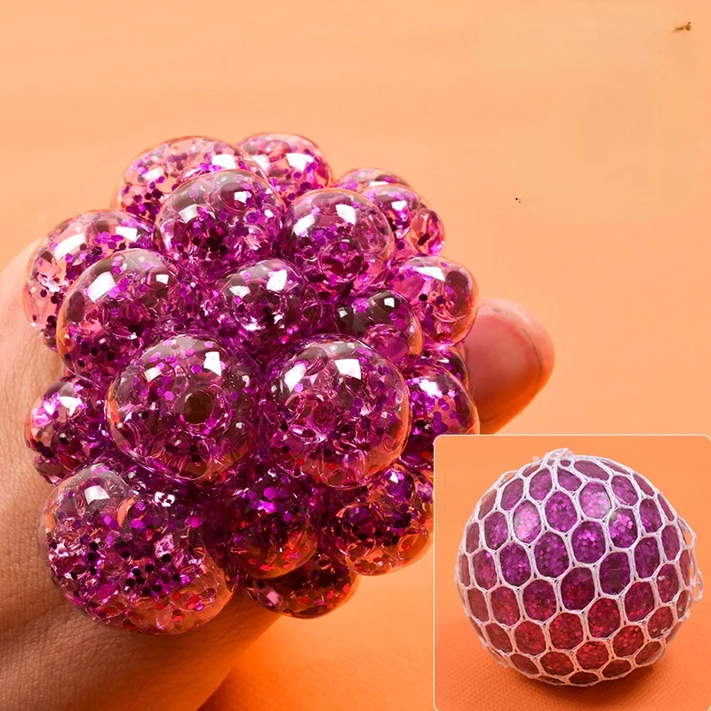 1 pçs colorido squeeze brinquedos bola de uva novidade malha aliviar o estresse bola portátil crianças adulto engraçado brinquedos