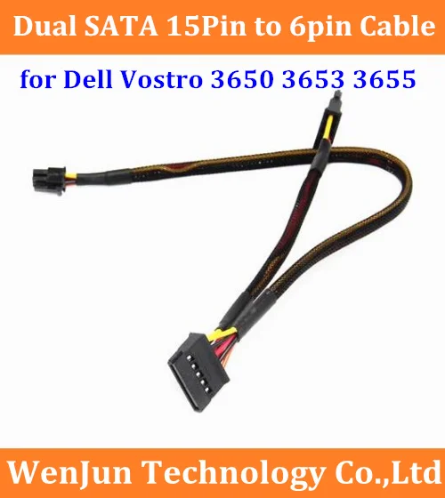 

High Quality Black Sleeved 6Pin to Dual SATA 15Pin /SATA 6Pin Power Cable for Dell Vostro 3650 3653 3655 HDD SDD