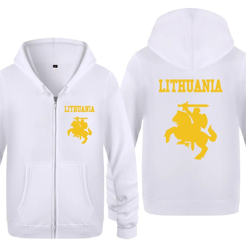 Lithuania Coat of Arms Hoodies Men Fleece Long Sleeve Hooded Zipper Jacket Sweatshirt Casual Winter Man Hoodie Cardigan