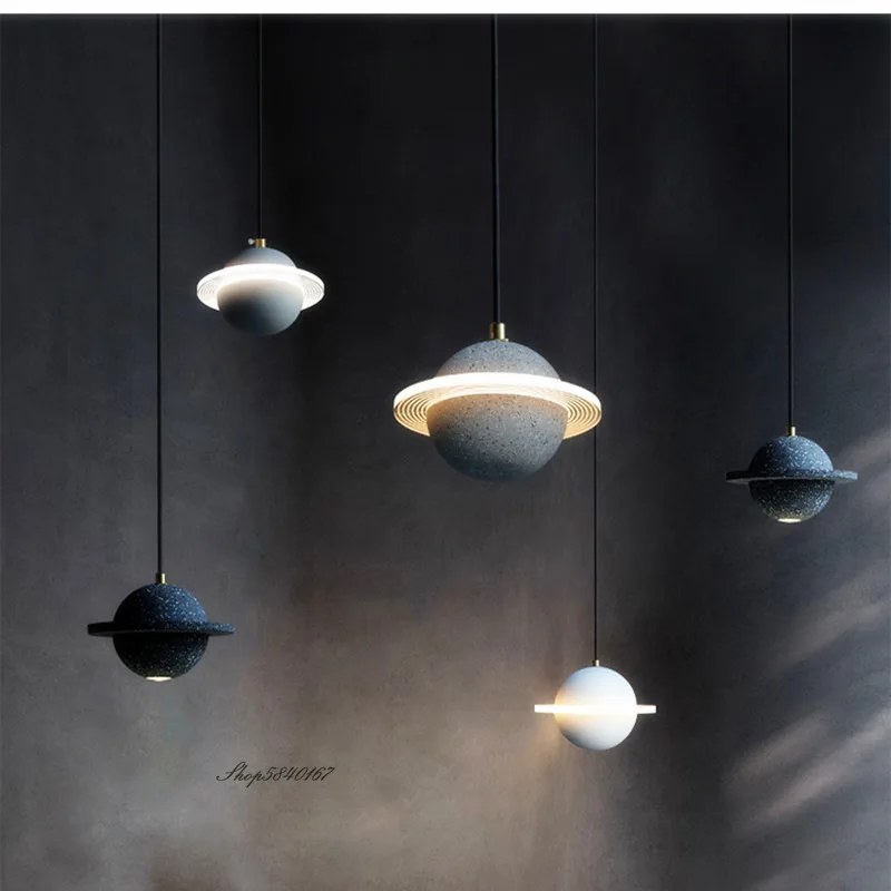 

Modern Simple Cement Planet Pendant Lights Creative Led Hanglamp for Restaurant Bedroom Living Room Decor Suspension Luminaire