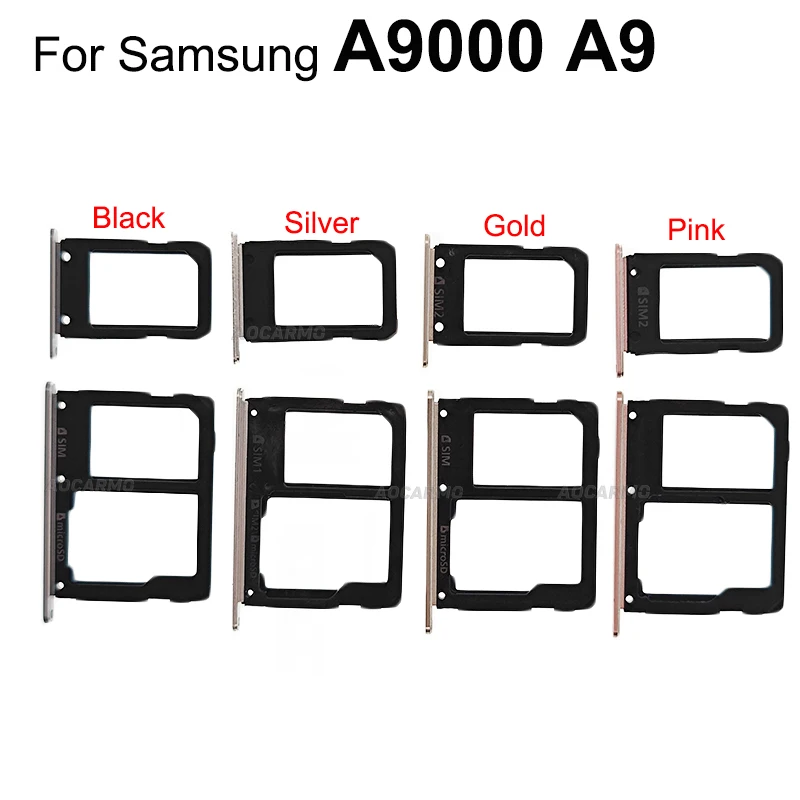 Aocarmo For Samsung Galaxy A9000 A9 SD Memory Card MicroSD Holder Sim Card Tray Slot Adapter Replacement Parts