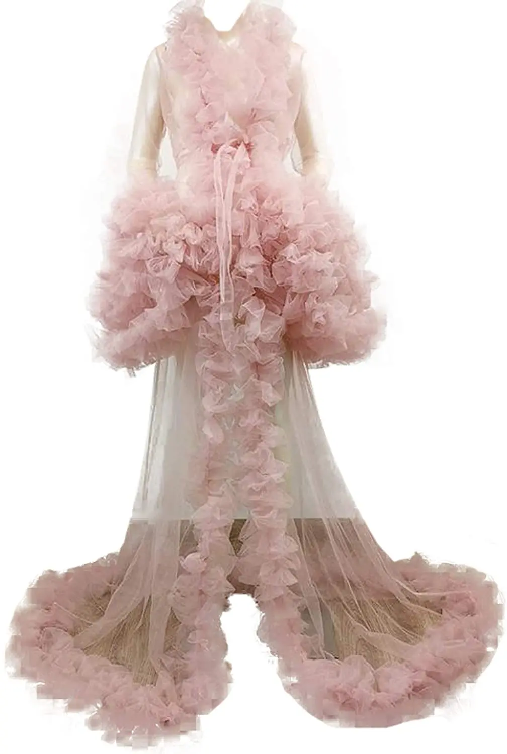 

Ladies Pink Dressing Gown Sheer Long Robe Fluffy Dessous Fotografie Bridal Fluffy Maternity Robes Photo Shoot Bathrobe