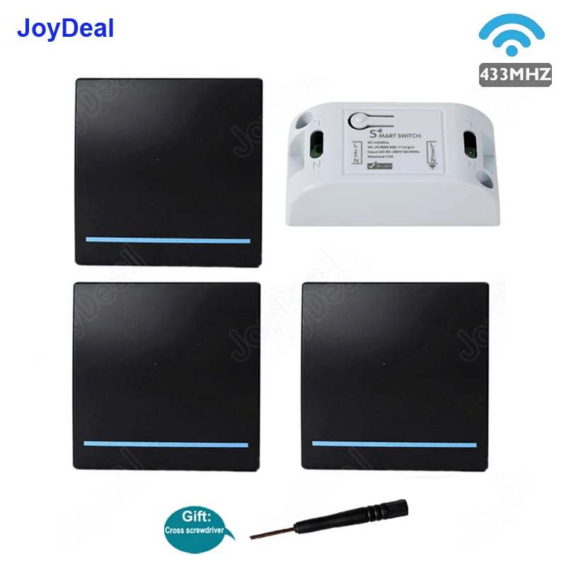 

JoyDeal 433 МГц 86 Тип Портативный беспроводной выключатель включения/выключения света RF Пульт дистанционного управления AC 110 В 220 В Приемник 1CH Умный настенный переключатель