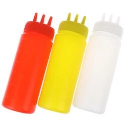 Hot Sale 1PCS 3 Holes Squeeze Bottle Sauce Vinegar Oil Ketchup Gravy Cruet Condiment Dispenser