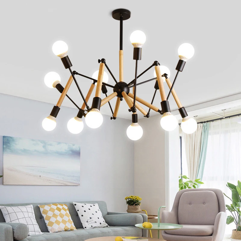 Modern Pendant Lights Spider Lamp 6/8 /12 arms Black White Suspension luminaire Hanging Lights For dining room livingroom