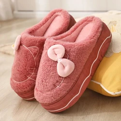 Lady Platform House Furry Shoes Females Fur Cotton Slides Warm Fluffy Slippers Women's Winter Shoes Indoor Slipper 2022 New