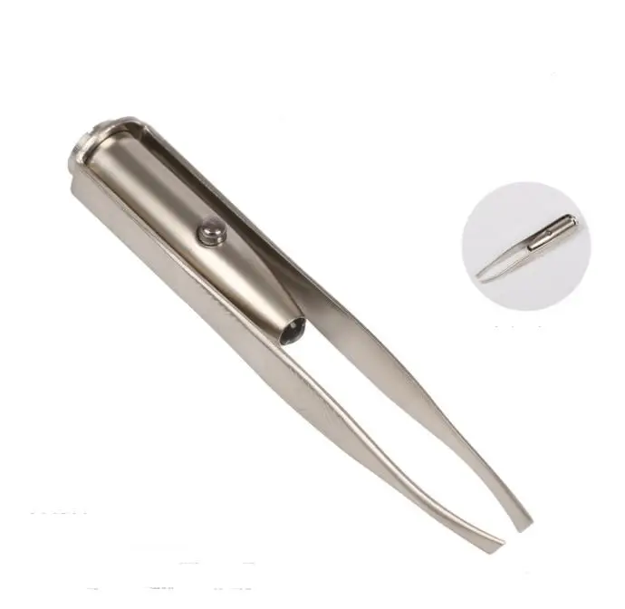 

LED TWEEZER Hot Sale Make Up Led Light Eyelash Eyebrow Hair Removal Tweezer Stainless Steel Eyebrow Tweezers SN687