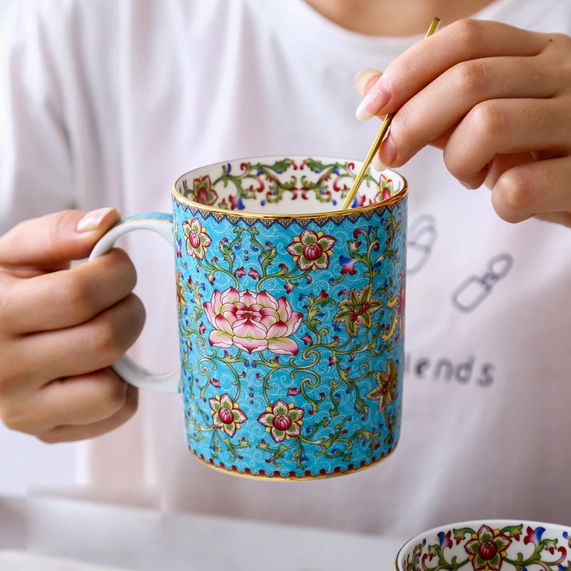 Creative Bone China Mug, Blue Afternoon Teacup, Tazas Coffee Cup, Breakfast Water Drinking, Wedding Gift, Home Decoration