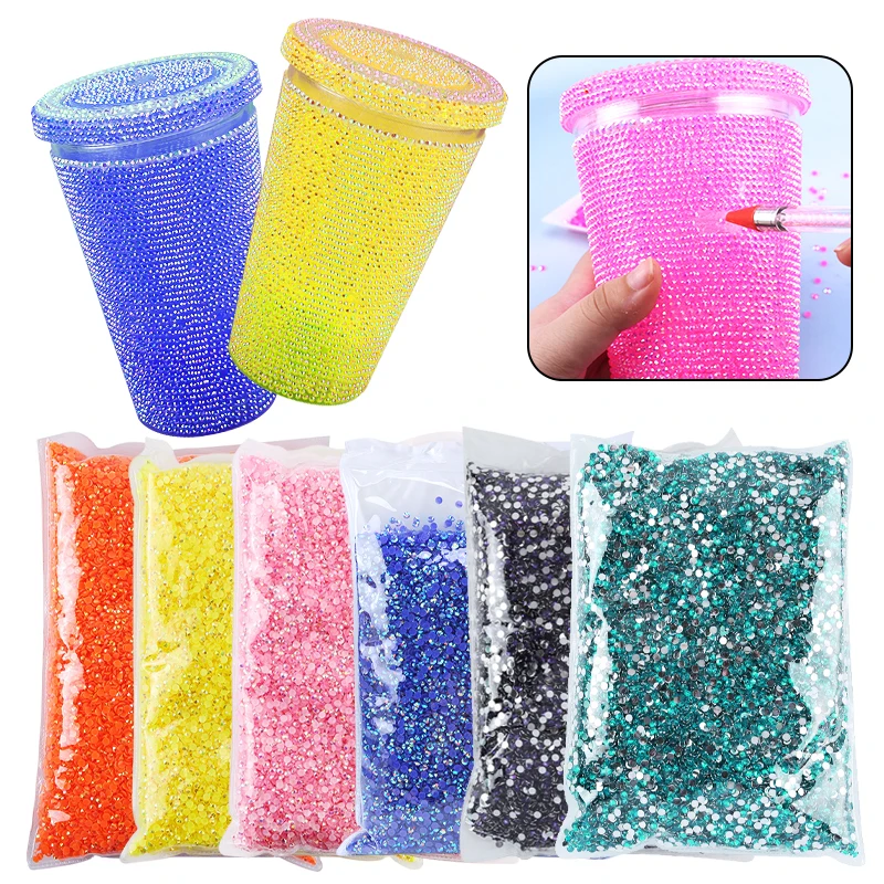 

Creative Rhinestone DIY Clear Water Bottle 450ml Tumbler with Dome Lids Double Wall Reusable Plastic Drink Cups Handmade Art