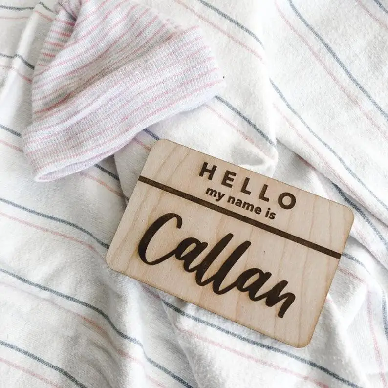 Hello my name is wooden cutout - birth announcement - newborn name tag - hospital pictures - baby name announcement - photo p