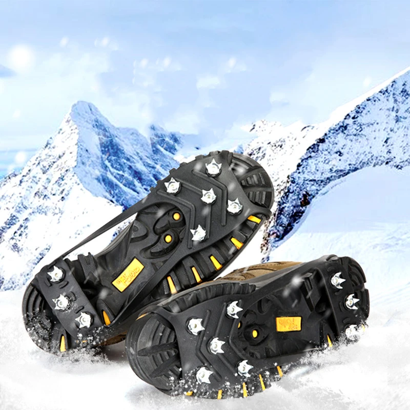 Crampones de escalada de 8 dientes para exteriores, zapatos antideslizantes de acero al manganeso para caminar en invierno, pesca en hielo y nieve