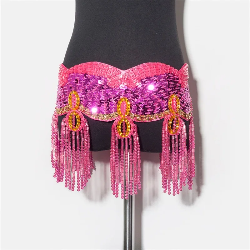 Fringe beaded belt sequin belly dance belts stage Women belly dancing belt belly dance costume belly dancing hip belt dancewear